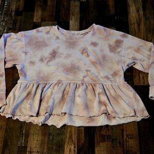 Pink Tie-Dye Peplum Sweatshirt